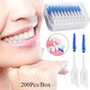 Межзубные силиконовые щетки 200 шт. Зубочистки для чистки зубов между зубами с нитью Инструменты для чистки полости рта