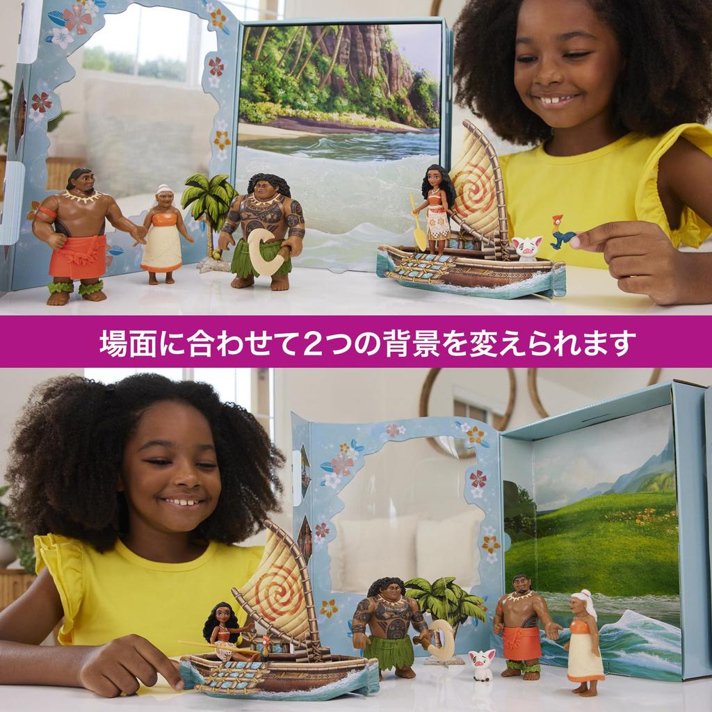 Mattel Disney Princess Moana Story Book Set 4 Mini Dolls с Mini Figures Dress Up Play для детей от 3 лет и старше Multi HLW90 Doll/Double Play/Pretend