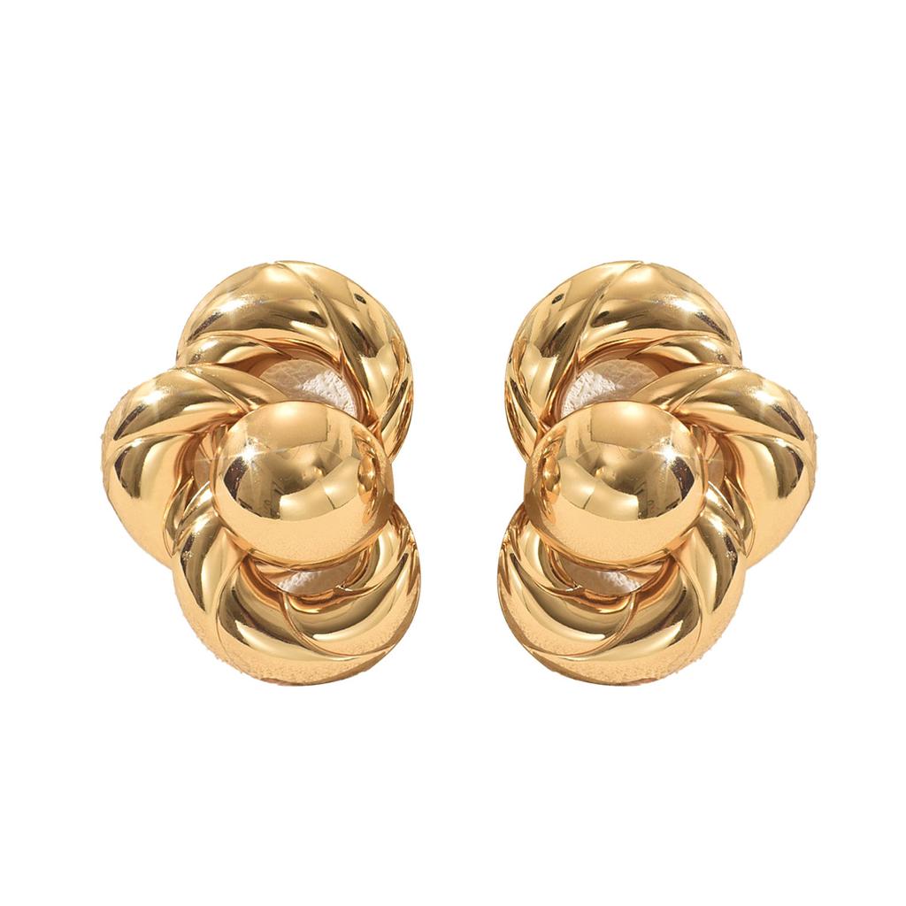 New Earrings Geometric Twist Ring Buckle Design Stud Earrings Niche Light Luxury Earrings Women's Versatile