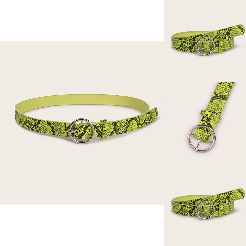 Ремень из искусственной кожи с зеленым змеиным узором и пряжкой-иглой для повседневной носки