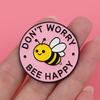 1pc Don' Worry Bee Happy Cute Bee Lapel Pin for Backpacks,Enamel Pin,Cute Brooch for Clothes,Briefcase Badge,Backpack Badge Gift