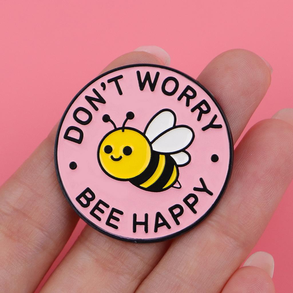 1pc Don' Worry Bee Happy Cute Bee Lapel Pin for Backpacks,Enamel Pin,Cute Brooch for Clothes,Briefcase Badge,Backpack Badge Gift