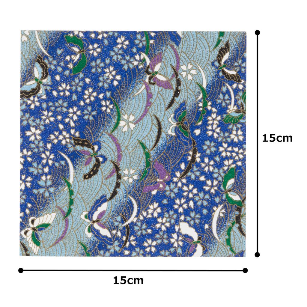 Kawasumi Washi Chiyogami Yuzen Washi 15 15 Синяя бумага, 15x15см, Узоры, Листы,