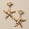 Shell Gold Fashionable Starfish Design Women Metal Earrings For Beach Summer