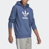 Adidas Originals Trefoil Print Logo Hoodie Long Sleeve Pullover Sweatshirt Men Tops Blue GN3460