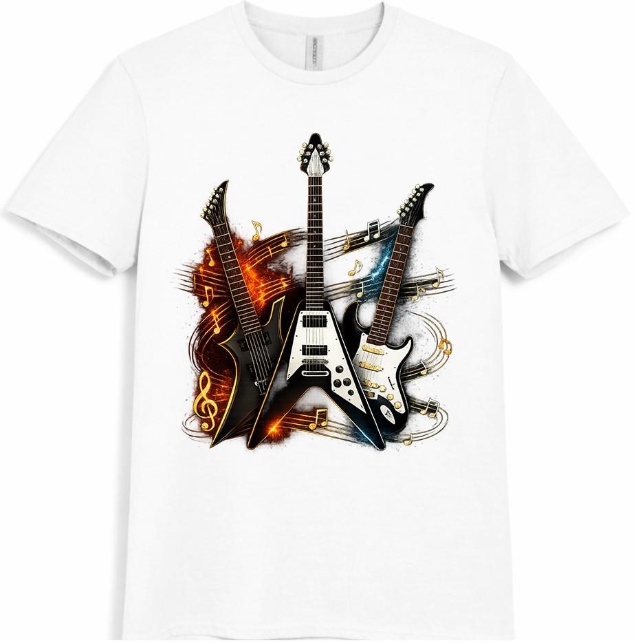 Electric Guitar T-Shirt Rock Band Music Guitarist Lover Gift Vintage Graphic Tee
