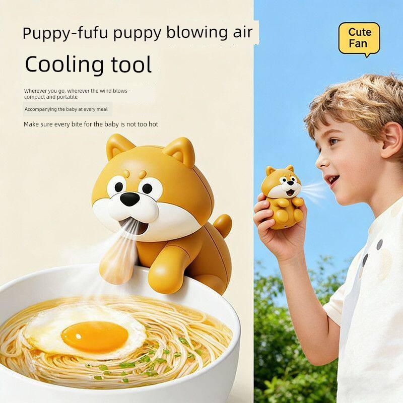 Puppy Fufu Inflatable Mini Fan Cartoon Portable Durable Detachable Washable Clip-On Cooling Gadget