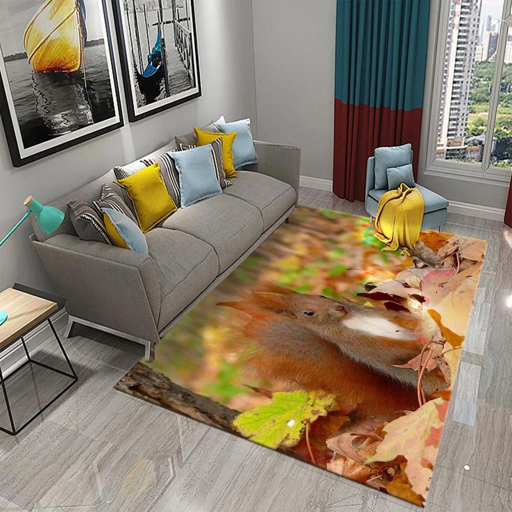 Милый ковер с белкой, забавный коврик для пола с диким животным для декора ванной комнаты, ковер противоскользящий для гостиной, кухни, коврики для ванной комнаты