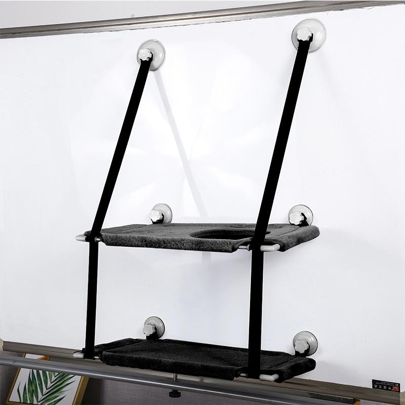 Window Suction Cat Hammock Space Saving Wall Mounted Pet Bed Double Layer Perch Sturdy Fabric Indoor Cat Lounger Easy Install Pet Resting Spot