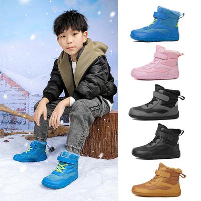Детские хлопковые туфли с широким носком, утепленные и утолщенные зимние ботинки, водонепроницаемые и теплые высокие хлопковые ботинки для мальчиков и девочек, фабричное производство