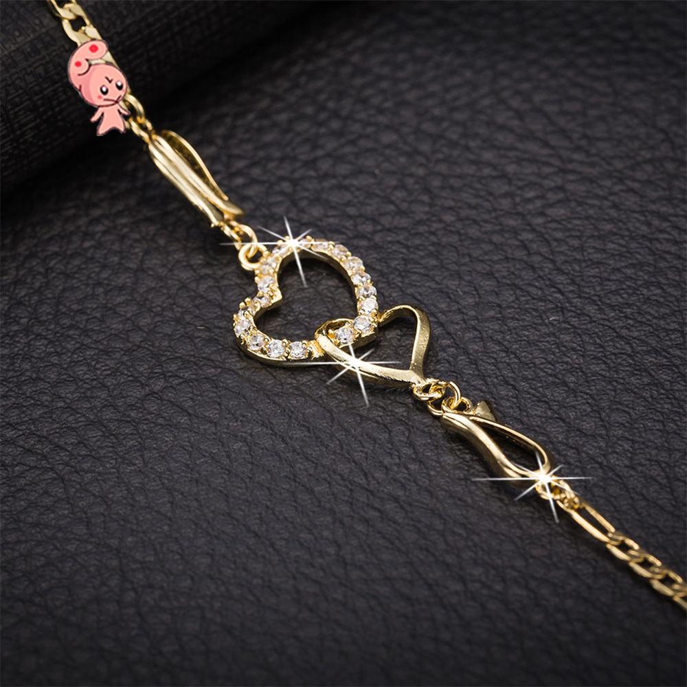 Vintage Hollow Love Heart White Zircon Flower Anklets For Women Gold Color Chain Ankle Bracelet Summer Beach Anklet Boho Jewelry