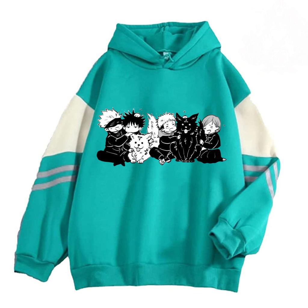 2024 color matching sweater animation character printing hooded pullover sweater casual loose hot top wholesale