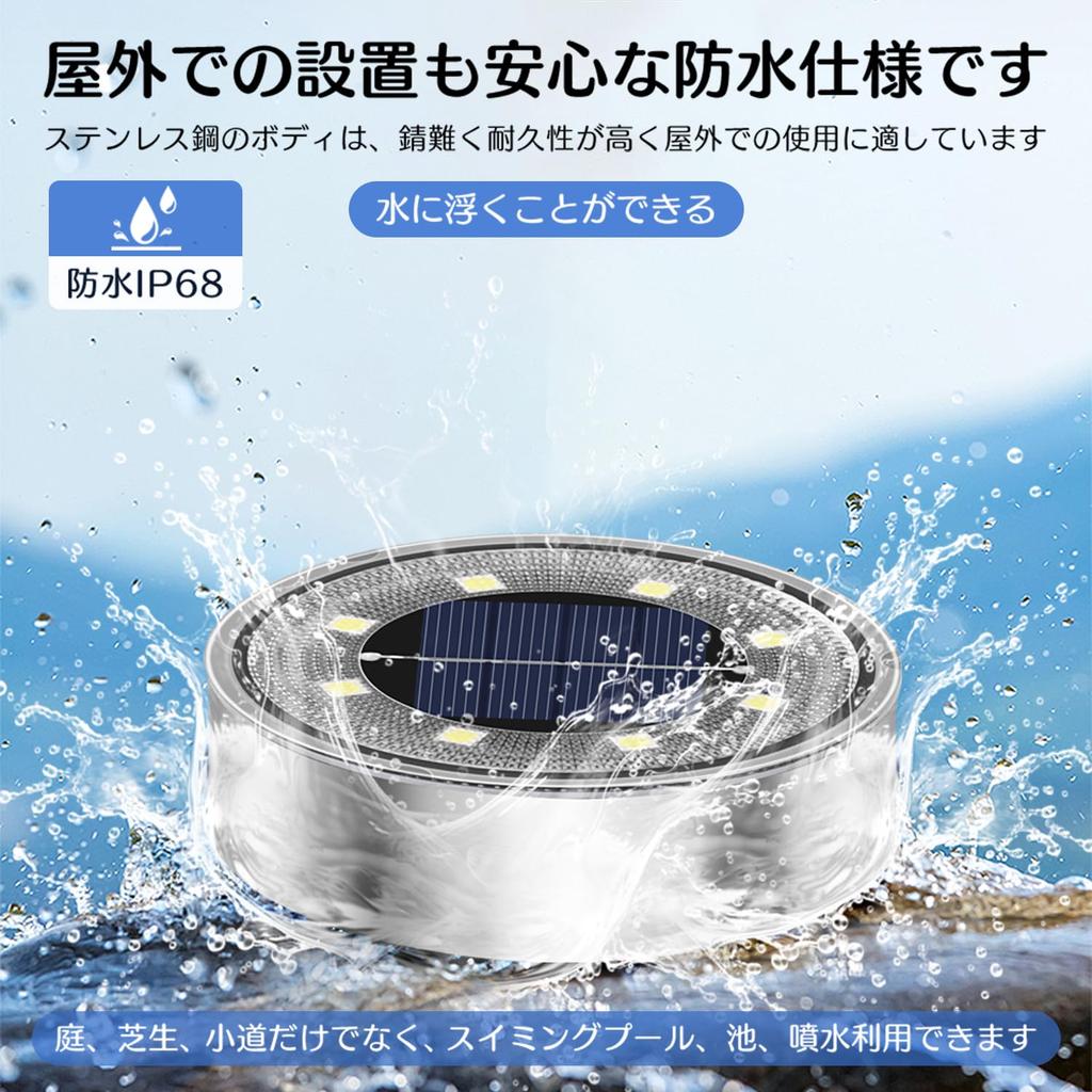 Outdoor Solar Lights, IP68 Waterproof, Recessed Garden Lights, Automatic OnOff, Light Sensor, Solar Panel Charging, High Brightness LED, Easy