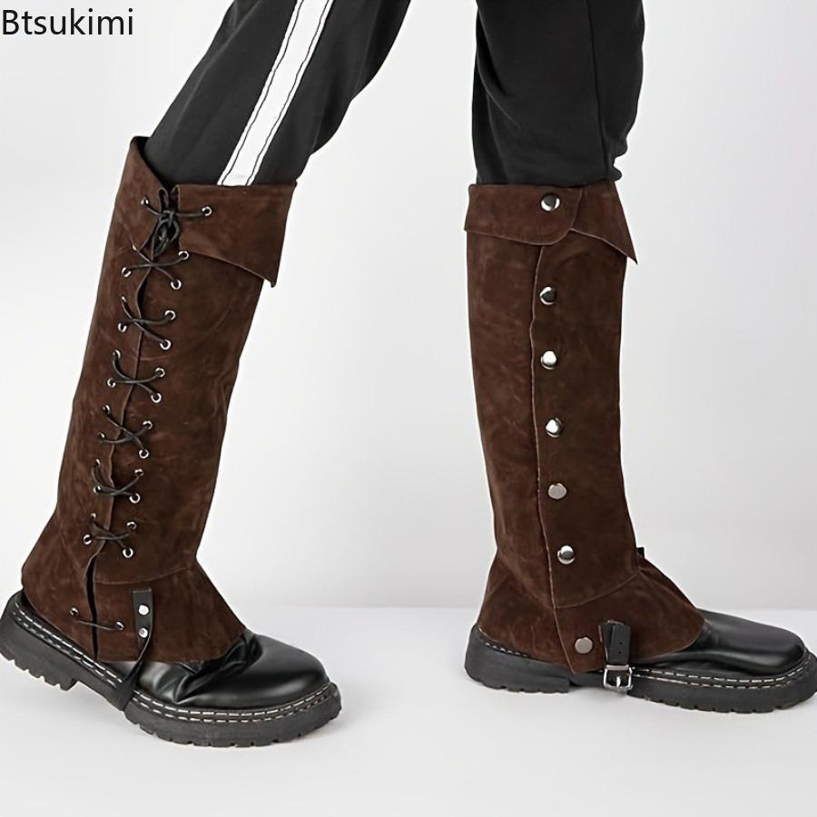 Halloween Carnival Medieval Victoria Bandage Shoes Boots Cover Unisex Leg Guard Warm Adult Armor Viking Warrior Knight Cosplay
