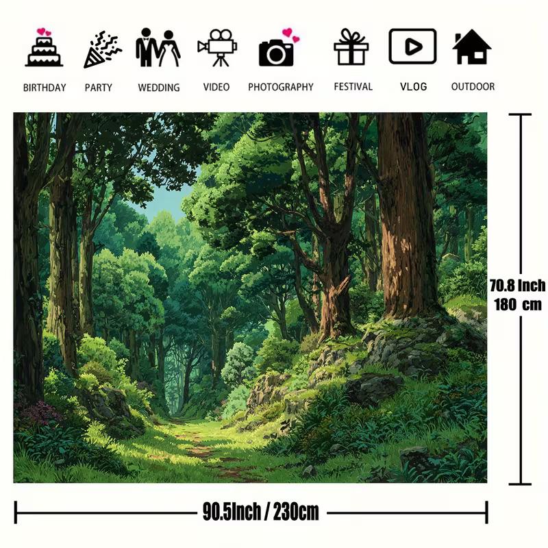2D Зеленый Лес Природа Фон Аниме Лесная Сцена Фотобудка Фон