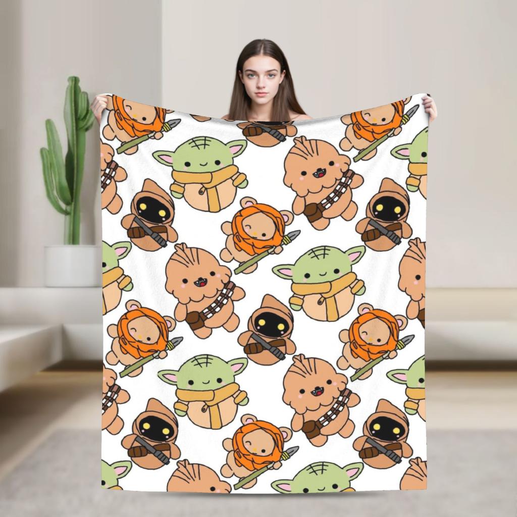 Grogu W-Warss Baby Yodas Blankets Quality Soft Warm Bedding Throws Autumn Decorative Living Room Graphic Bedspread