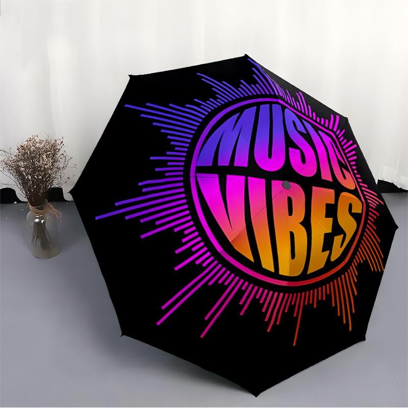 1pc Music Vibes Automatic Open/Close Umbrella - Compact Travel Umbrella, Gift for Birthday, Holiday yy260106032