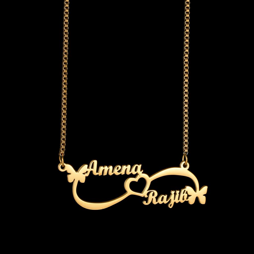 Atoztide Custom Name Necklace for Women Heart Butterfly Stainless Steel Jewelry Nameplate Link Chain Personalized Birthday Gift