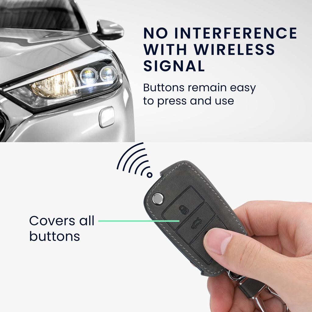 Чехол для ключей совместимый с kwmobileVWGolf7MK7 - Защитный чехол-накладка для ключей, чехол для ключей, ключ от машины - ПУ кожа в стиле нубук, темно-серый