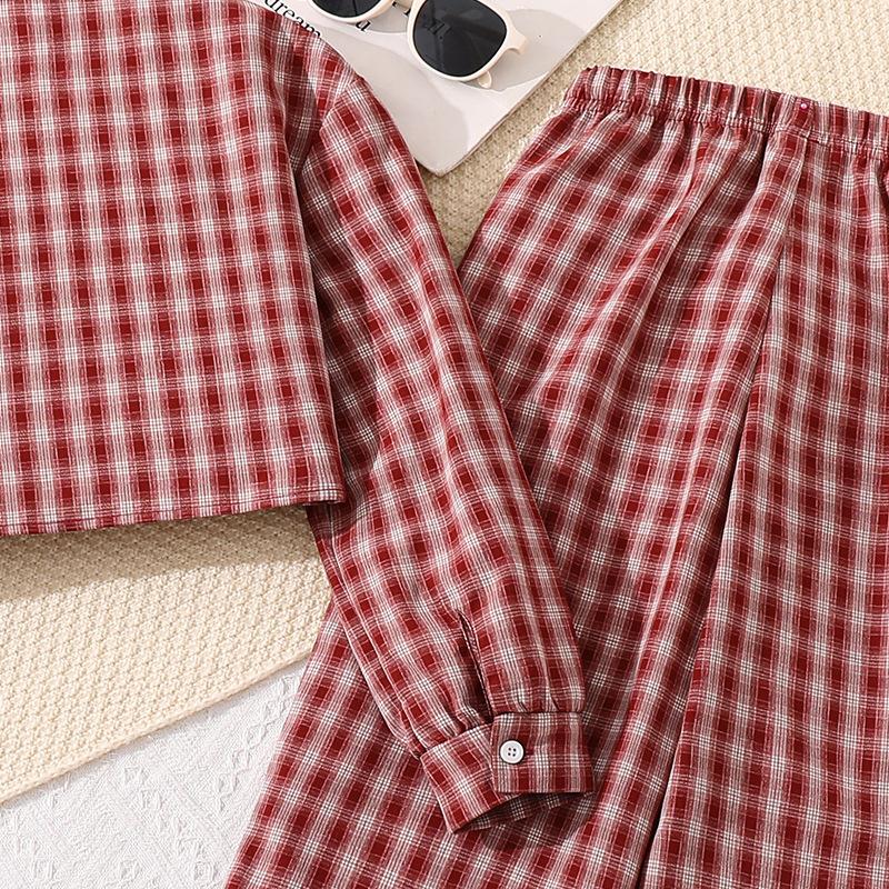 8-12Y Girls' Clothing Children's Spring/Autumn New Style V-Neck Long-Sleeved Top + Casual Trousers