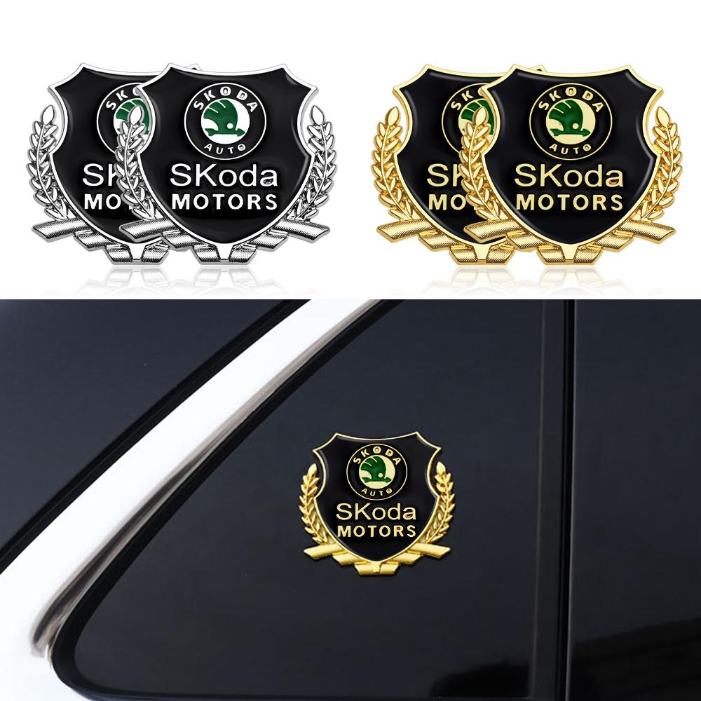 1/2PCS 3D Metal Car Badge Body Trunk Sticker Auto Window Refit Decal For Skoda Octavia Rapid Fabia Superb Kodiaq Sala Kamiq Yeti NL6