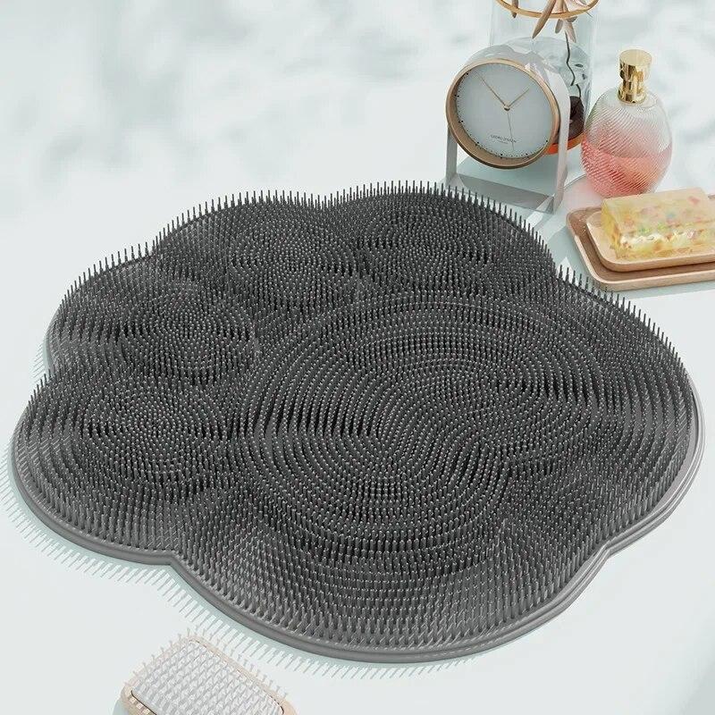 Silicone Shower Back Massage Reusable Cleaning Brush Shower Feet Wash Mat Multifunction Sucker Wall Mat Rub Foot Arms Body Bath