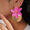 Oil Drip Orchid Flower Shell Earrings Shell Shape Ear Pendant Floral Ear Studs  Summer