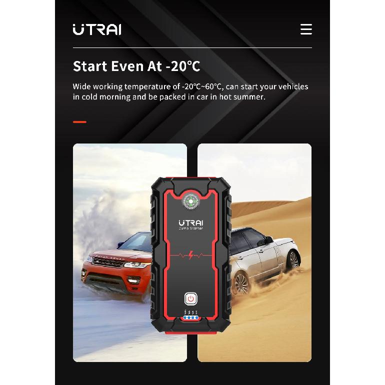 UTRAI Power Bank 2000A Пусковое устройство Портативное зарядное устройство Автомобильный бустер 12В Устройство для запуска автомобиля Аварийный стартер автомобильного аккумулятора