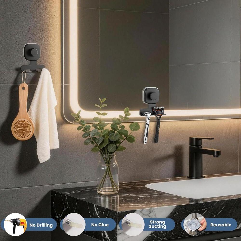 Removable Suction Cup Razor Holder Wall Mounted Shaver Storage Rack Washroom Wall