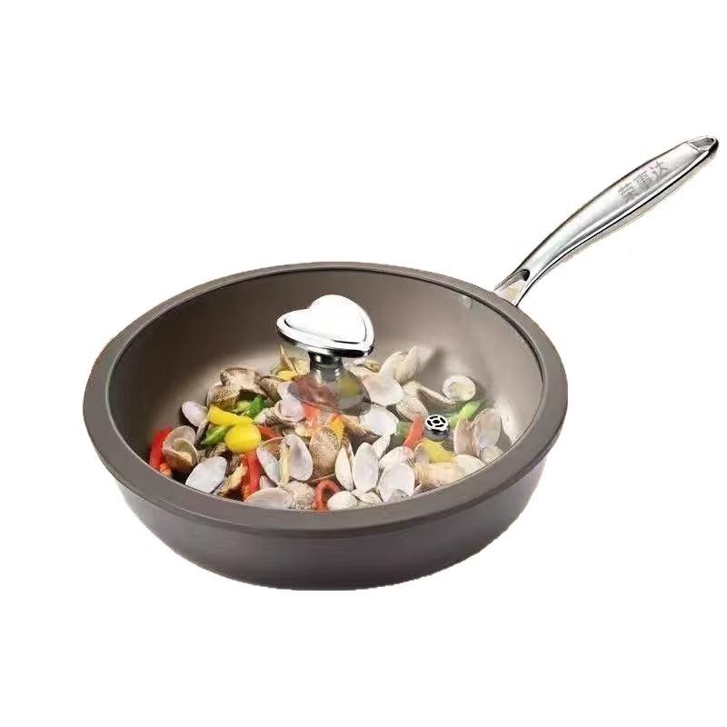 ZISIZ 32cm Titanium Non-Stick Wok with Lid and Spatula