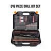 246-Piece Drill Bit Combo Set: Flat, Twist, Cement Drill Bits & Hole Saws for Woodworking