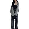 Grey Thin Hollowed-out Sunscreen Knitted Cardigan Women's Summer Top High-end Outer with Solid Color Blouse Short Shawl
