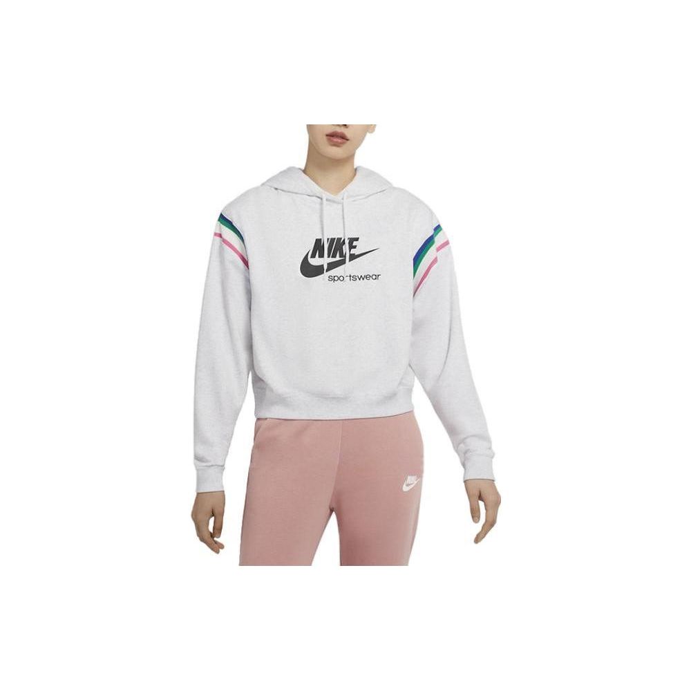 Nike С капюшоном с логотипом и длинными рукавами. Женские толстовки с капюшоном. Белый цвет CU5924-051