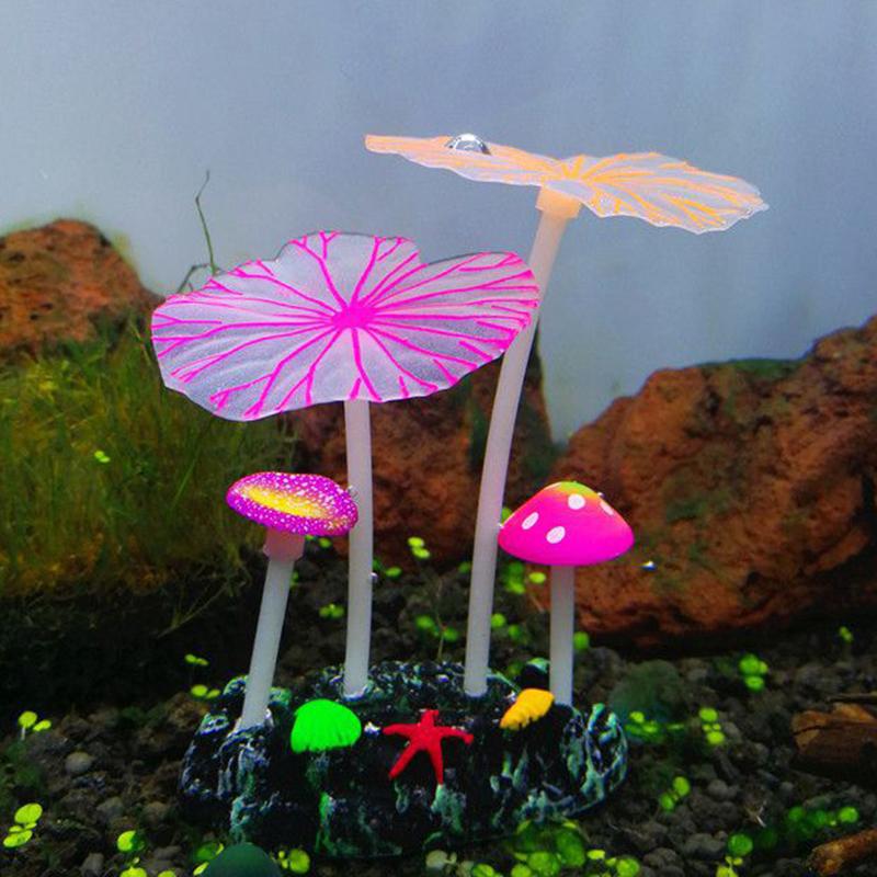 Лотос Лист Гриб Флуоресцентный Искусственный Коралловый Риф Светящийся Лотос Люминесцентный