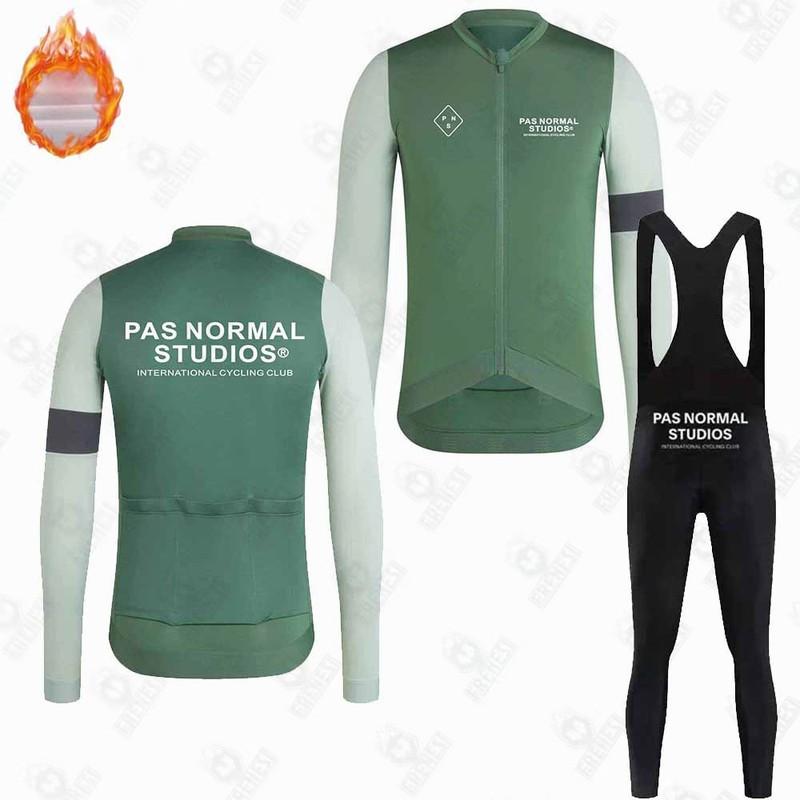 Fleece Cycling Suit Winter Long Sleeve Bib Pants Road Mountain Bike Outdoor Riding
