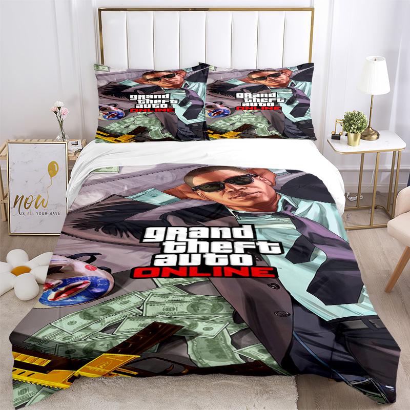 Gta Online Bedding 3 Piece Set Hd Print Duvet Cover Pillowcases For Teens Adult Bedroom Decoration Christmas Gift C9211779