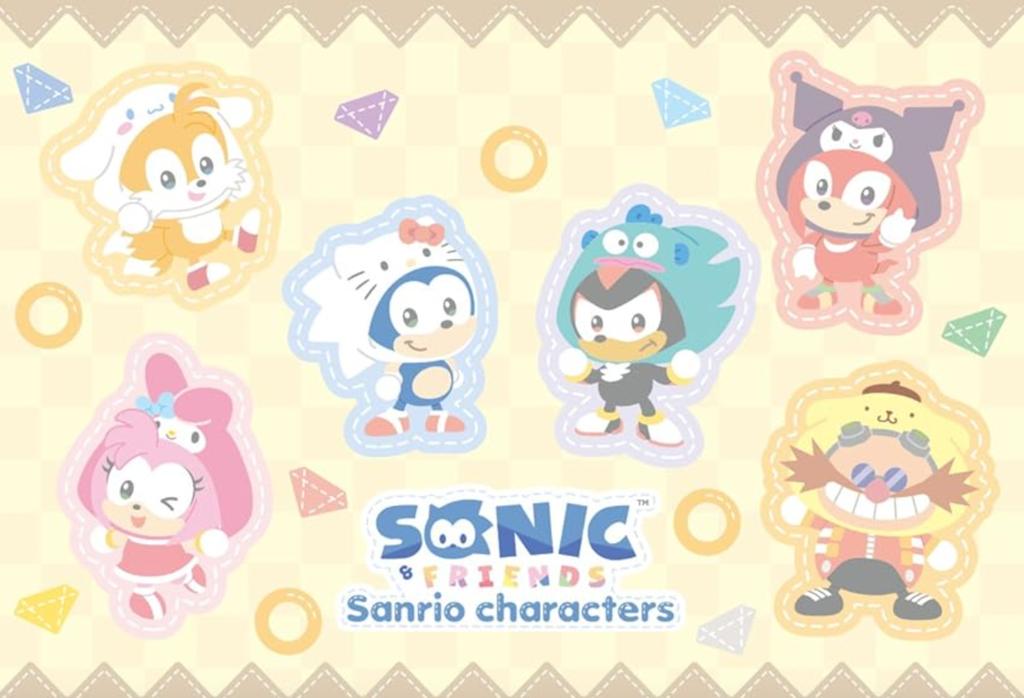 SONIC & FRIENDS × Персонажи Sanrio Маскот Набор из 6 штук SEGA JAPAN НОВЫЙ