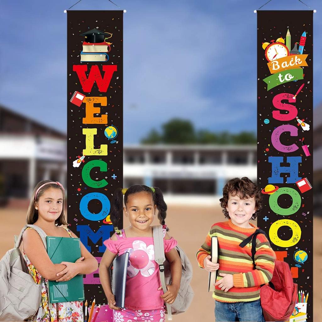 LioNergy Back to School Banner Welcome Banner for First Day of School Hanging Fabric Banners Flags Sign Backdrop Décor Supplies for Pre-School