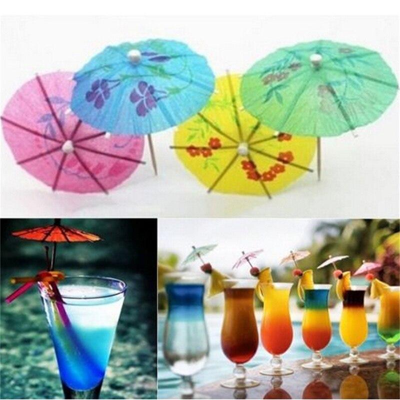 50Pcs Mini Paper Umbrella Cocktail Cake Drink Fruit Decoration Hawaii Beach Pool Party Decor Birthday Wedding Supplies