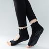 Professional Two Toes Yoga Socks Women Backless Breathable Ruffle Ballet Pilates Socks Silicone Non-slip Dance Sports Socks