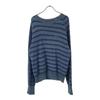 Made In Japan 100% Wool Border Long Sleeve Sweater 3 Blue Knit Men's Used