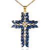 Exquisite Vintage Cross With Blue Crystal Ladies Necklace, Jewelry
