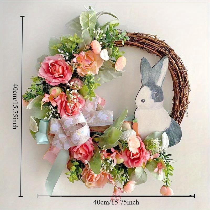 НОВЫЙ пасхальный кролик цветы венок лента венок дверь настенные украшения домашняя вечеринка фестиваль украшения