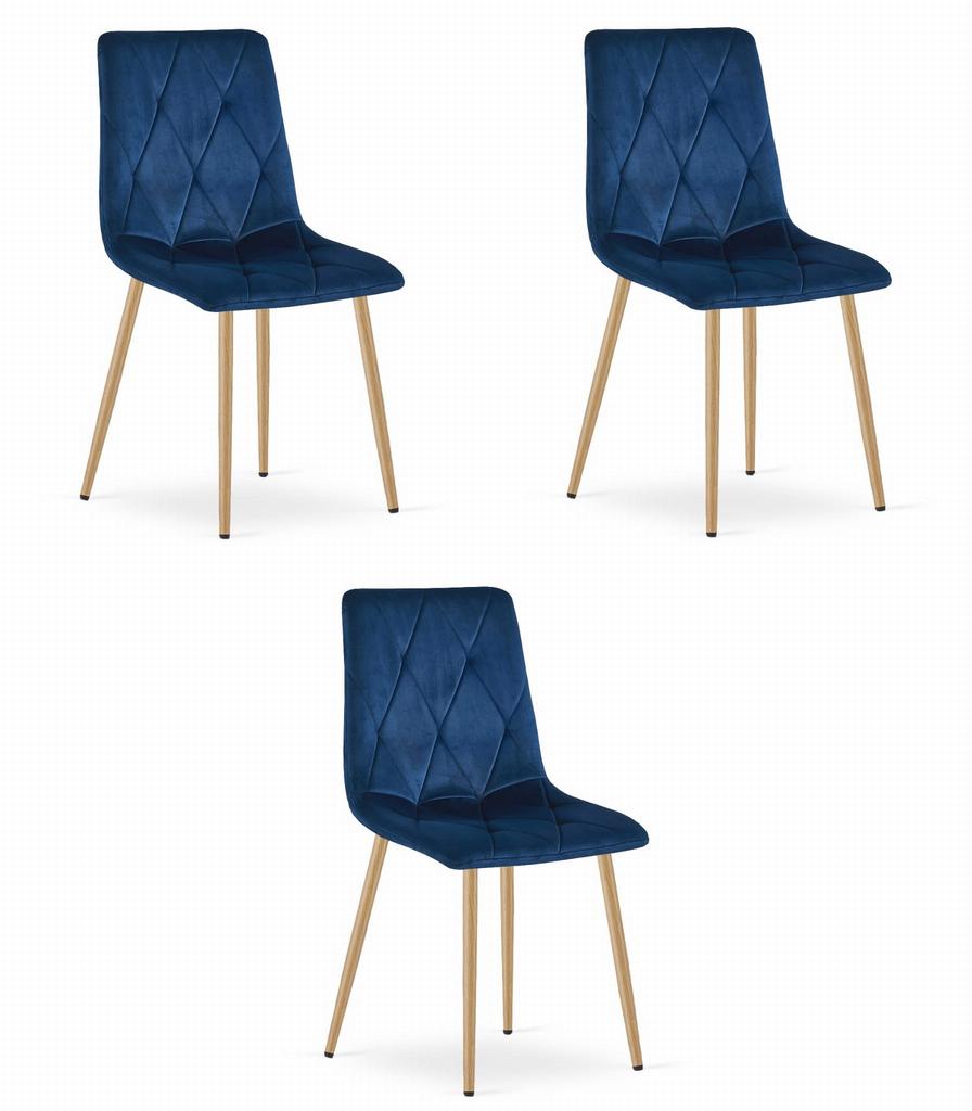 LIBRA chair - navy blue velvet / wood-colored legs x 3