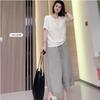 Summer new fake two pieces design sense thin versatile women's shirt shirt fake two tops