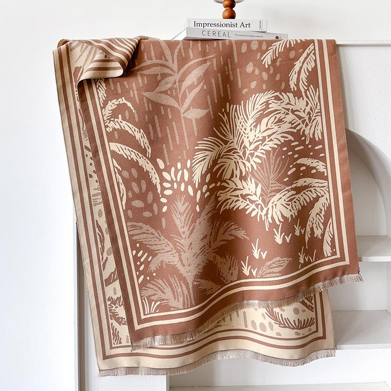 Simple Style Mori Contrasting Colors Double-sided Imitation Cashmere Scarf Winter High-end Warm Shawl