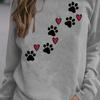 Animal Paw Print Crew Neck Sweatshirt, Autumn and Winter Casual Long-sleeved Sweatshirt, Women's