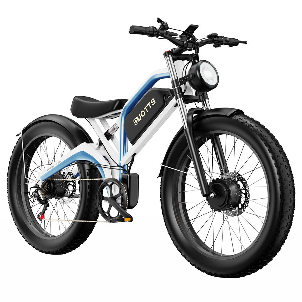 DUOTTS N26 Electric Bike, 750W*2 Motors, 55km/h Max Speed, 26*4.0' Inflatable Tires, 48V 20Ah Samsung Battery, 120-150km Range, Shimano 7-Speed