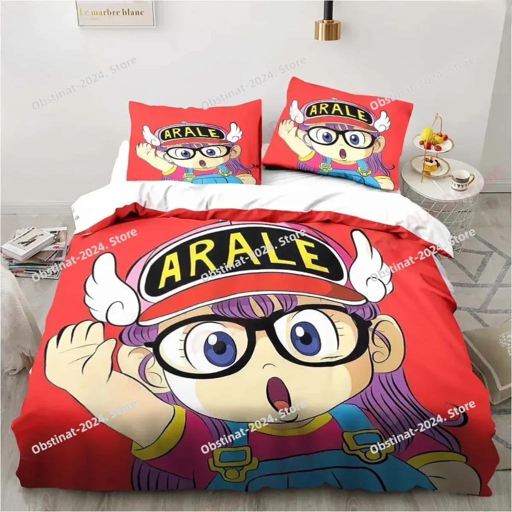3D Мультяшный DR S-Slump Arale Комплект постельного белья Shet King Twin Double Детский Комплект постельного белья Из микрофибры или Полиэстера Мягкий с Мягкой Тканью Комплекты пододеяльников