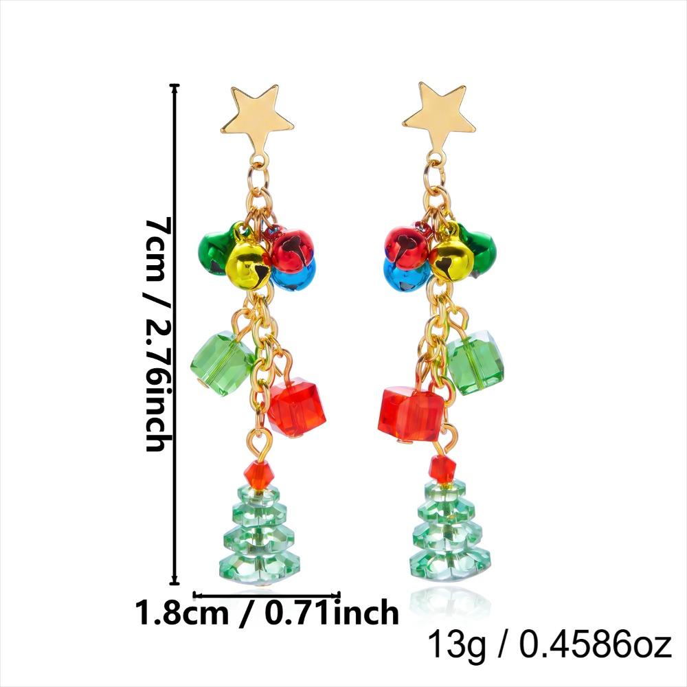 Bell Xmas Drop Dangle Stud Rhinestone Christmas Jewelry Sweet Christmas Earrings  Christmas
